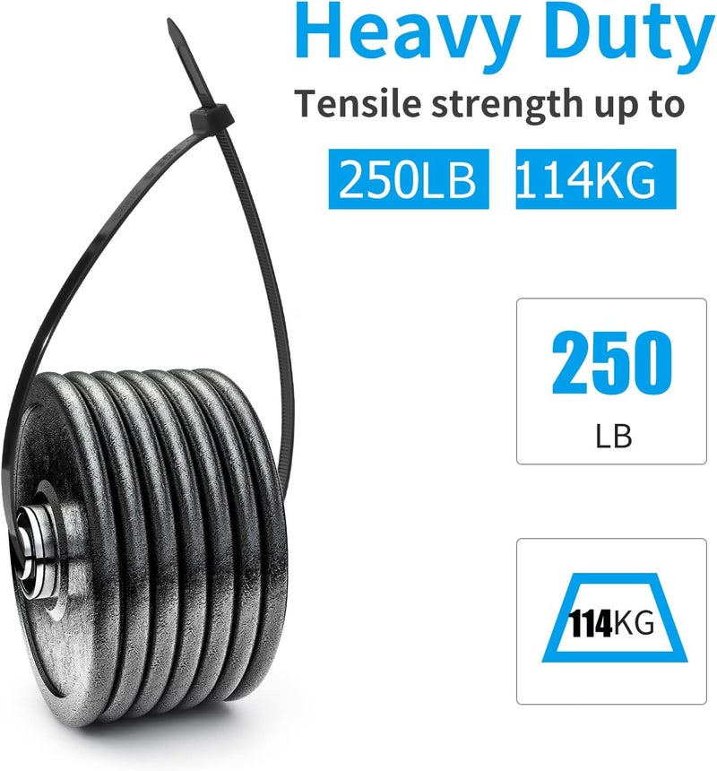XINGO 60 inch Blcak Long Zip Ties Heavy Duty 20 PCS, 250 lbs Ultra Strong Plastic Wire Ties, Large Cable Ties Extra Long Tie Wraps, Indoor and Outdoor UV Resistant - Image 3